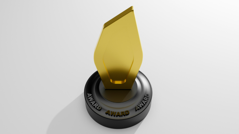 3d render of a golden award